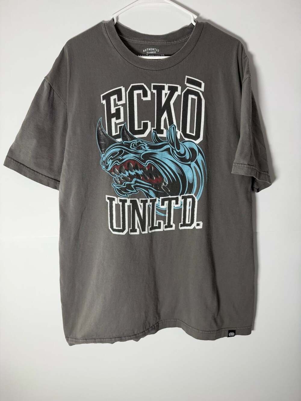 Ecko Unltd Graphic T Shirt Size XL Gray Rhino Short Sleeve Tee